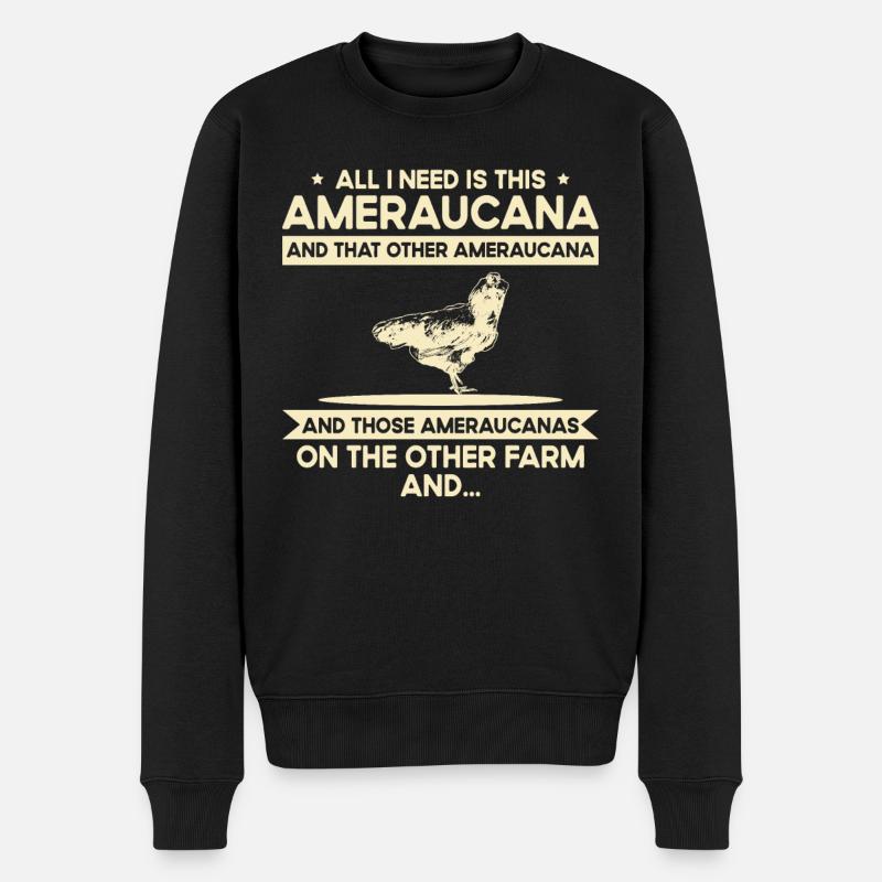 Aviculteur - Poulet - Ameraucana - Pull Premium bio Homme - noir