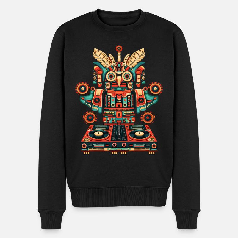 Indigenous DJ - Männer Premium Bio Pullover - Schwarz