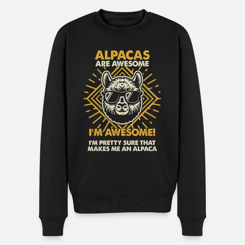Alpakas Sind Großartig - Mama Dad - Männer Premium Bio Pullover - Schwarz
