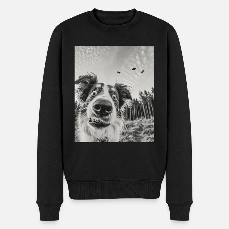 aHund - Alien Australian Shepherd UFO - Männer Premium Bio Pullover - Schwarz