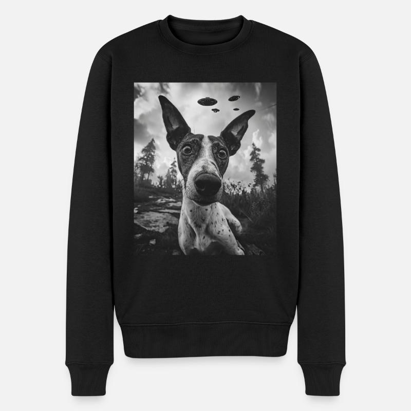 Hund - Alien Selfie Basenji UFO - Männer Premium Bio Pullover - Schwarz