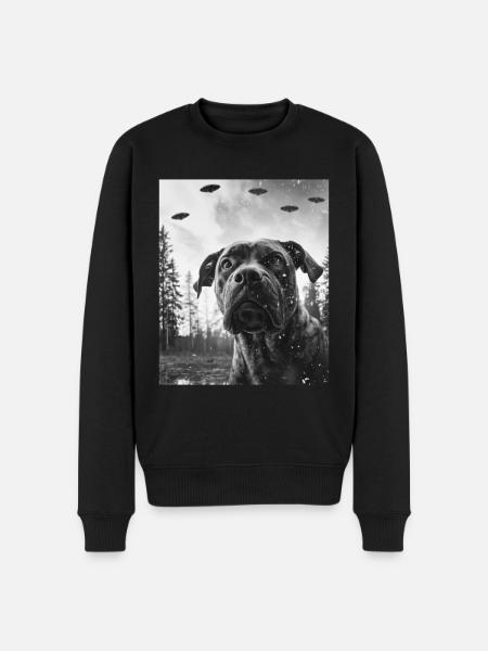 Dog - Alien Selfie Boerboel UFO - Men's Premium Organic Jumper - black