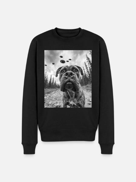 Dog - Alien Selfie Bullmastiff UFO - Men's Premium Organic Jumper - black