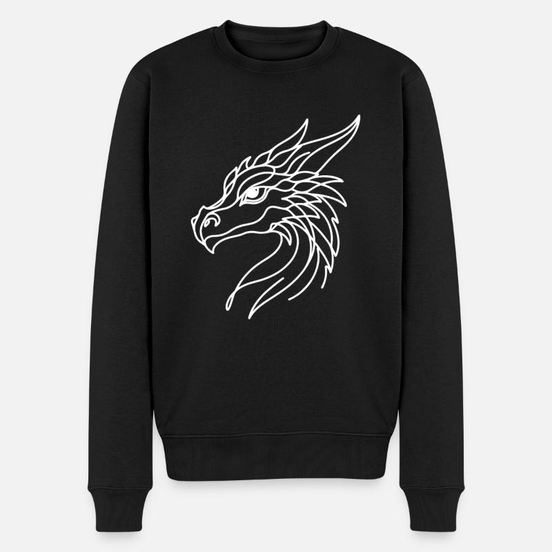 Line Art Papa Maman - Dragon - Pull Premium bio Homme - noir