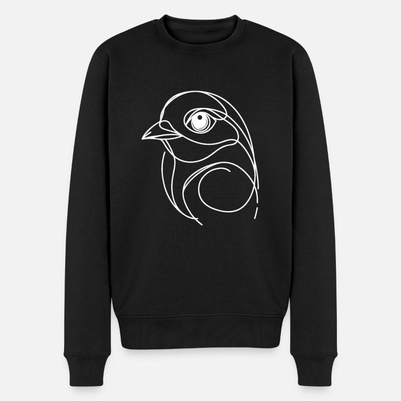 Line Art Papa Maman - Oiseau - Pull Premium bio Homme - noir
