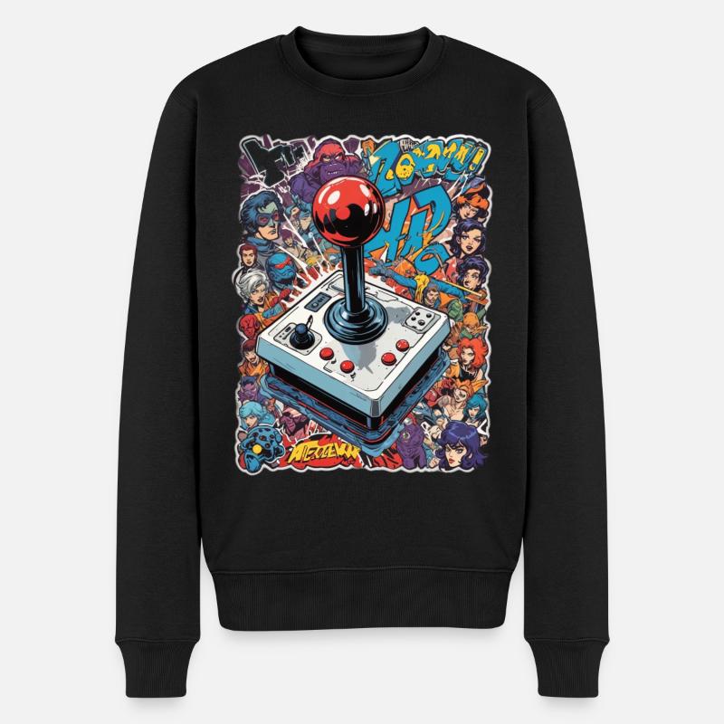Retro Gamer Joystick / Controller Konsolenspiele - Männer Premium Bio Pullover - Schwarz