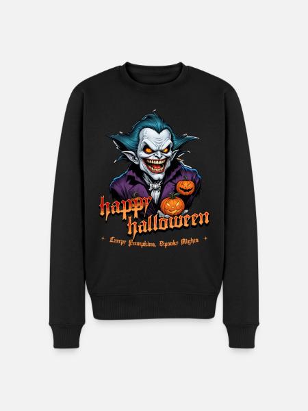 Halloween Vampire with Pumpkins - Men's Premium Organic Jumper - black