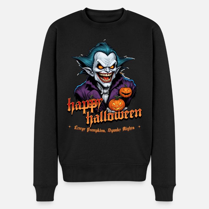 Halloween Vampire with Pumpkins - Men's Premium Organic Jumper - black