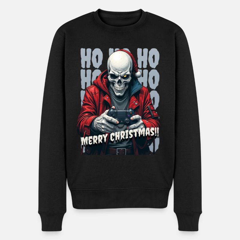 Joyeux Noël Gamer Crâne Style - Pull Premium bio Homme - noir