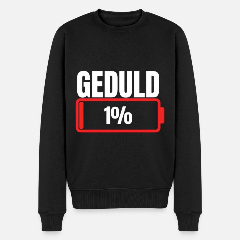 Geduld 1% Akku leer - Männer Premium Bio Pullover - Schwarz