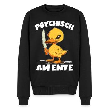 Psychically on the duck - Men's Premium Organic Jumper - black - Front - Nico (187cm)