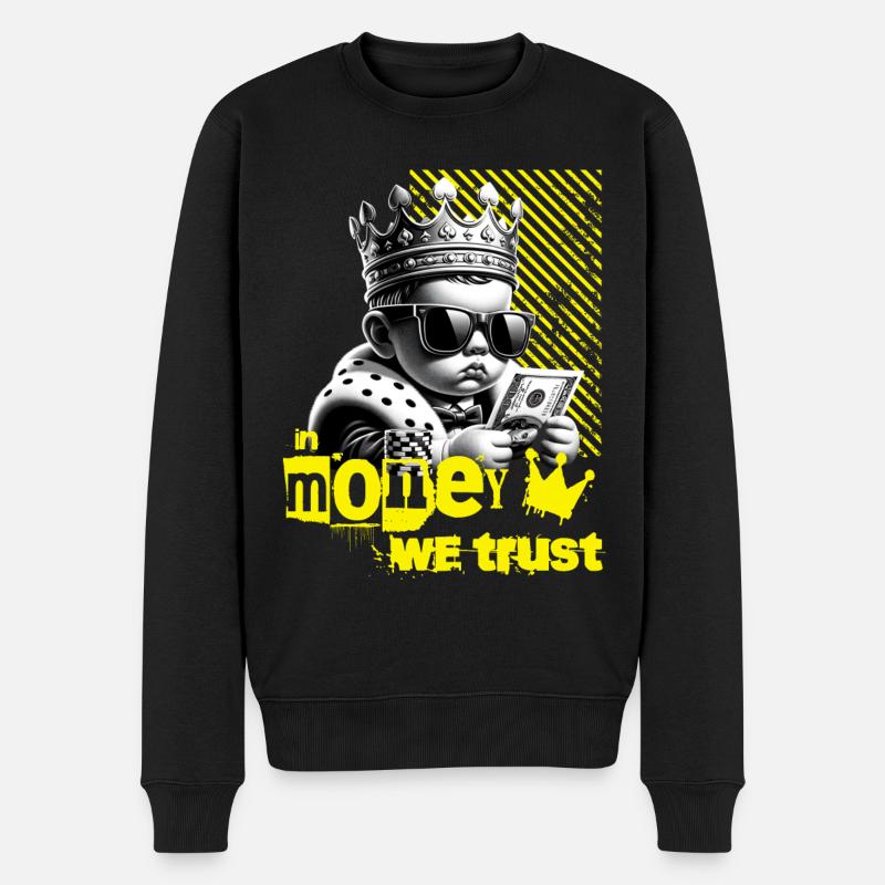 In Money We Trust Mit Coolem Spruch Motiv - Männer Premium Bio Pullover - Schwarz