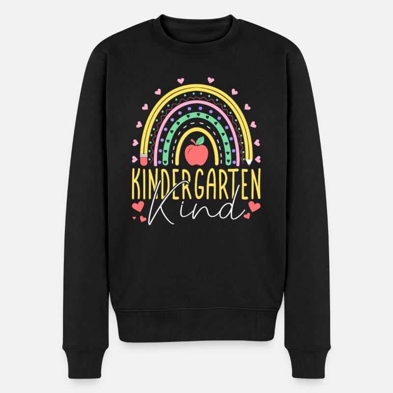 Kinder Kindergartenkind Regenbogen Mädchen - Männer Premium Bio Pullover - Schwarz