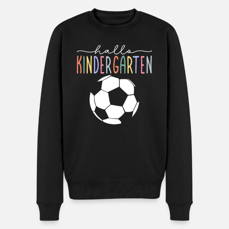 Hallo Kindergarten Kindergartenkind Jungen Fußball - Männer Premium Bio Pullover - Schwarz