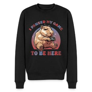 I Paused My Game To Be Here Funny GamerJoke - Men's Premium Organic Jumper - black - Front - Nico (187cm)