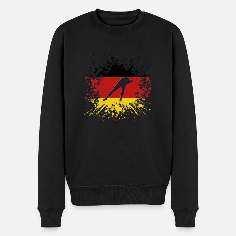 Eisschnelllauf Deutschland DE Eissport Flagge - Männer Premium Bio Pullover - Schwarz