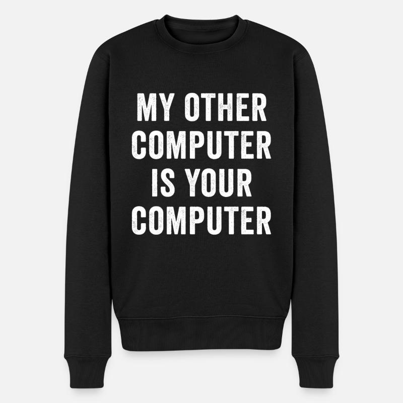 Mein anderer Computer ist Ihr Computer - Männer Premium Bio Pullover - Schwarz