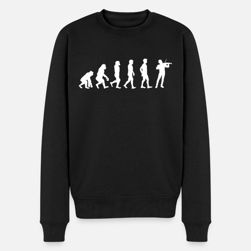 Evolution der Violine - Männer Premium Bio Pullover - Schwarz