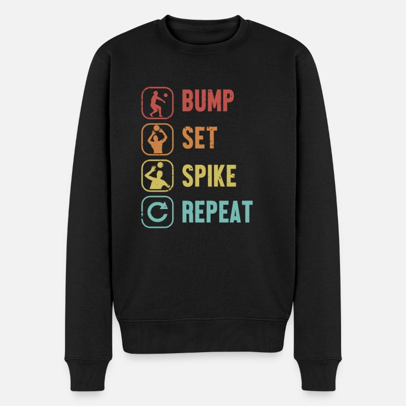 Bump Set Spike Repeat Volleyballfreak Volleyball - Männer Premium Bio Pullover - Schwarz