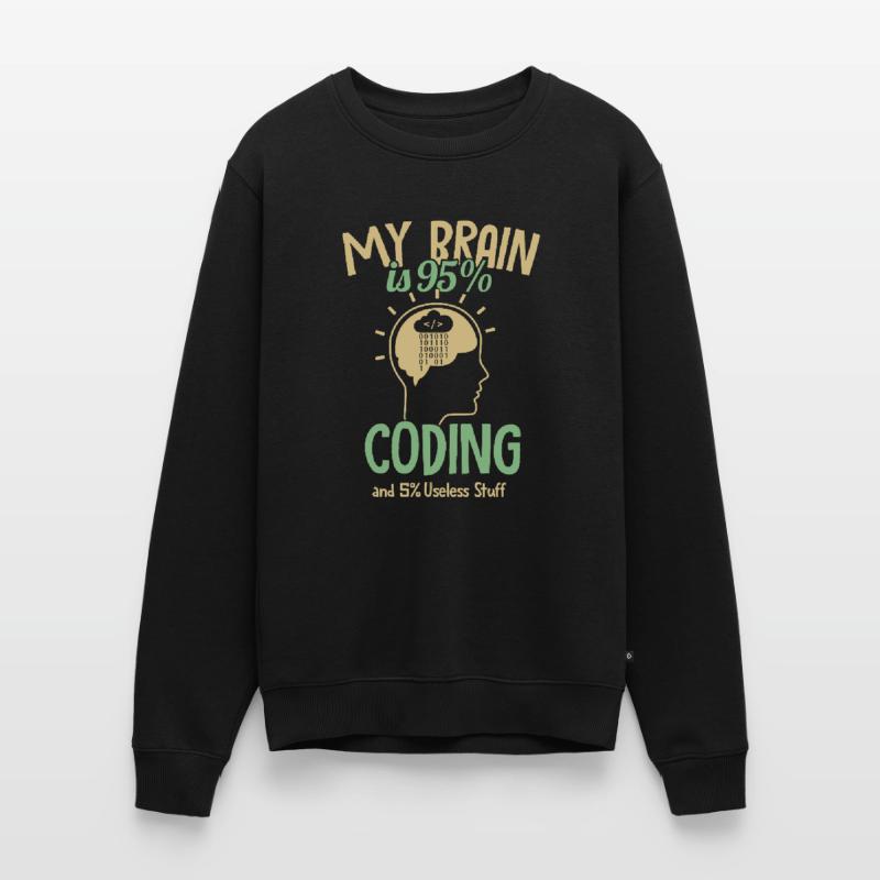 My Brain is 95% Coding Full Stack Coder Software Men's Premium Organic Jumper