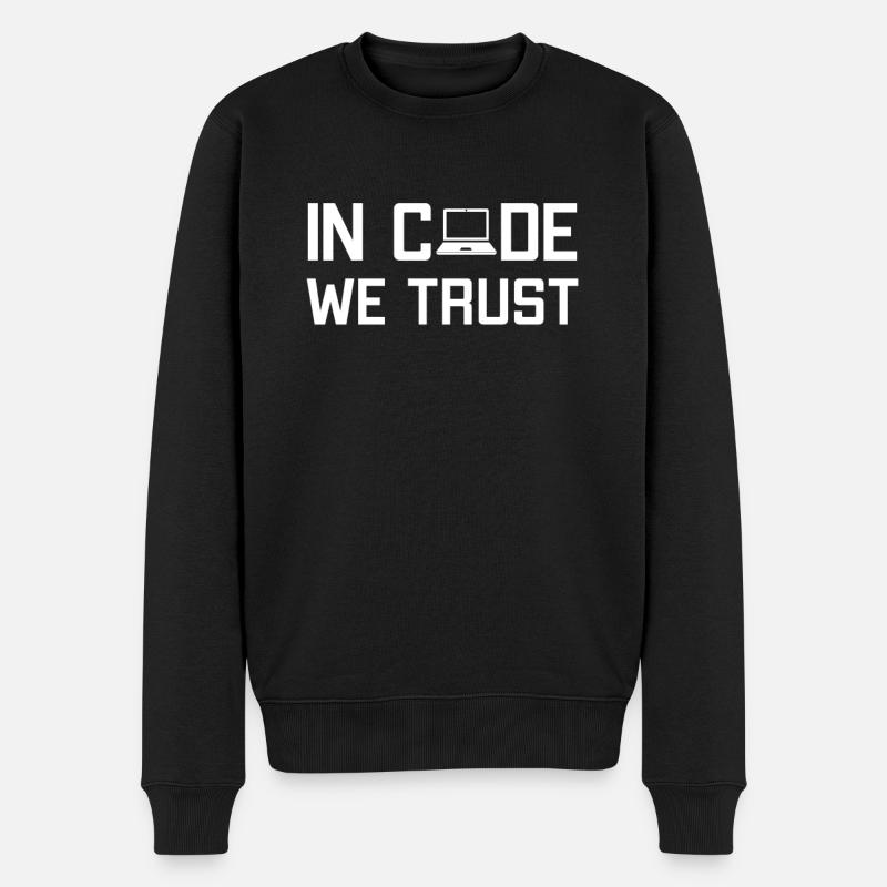 In Code We Trust Softwareingenieur Developer - Männer Premium Bio Pullover - Schwarz