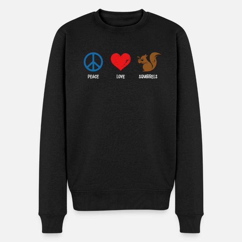 Peace Love Squirrels Squirrel Fuchshörnchen - Männer Premium Bio Pullover - Schwarz