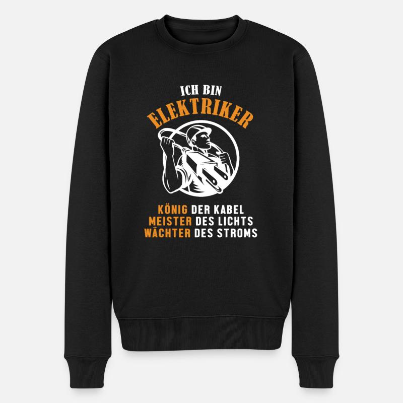 Ich bin Elektriker Elektrotechniker Elektroniker - Männer Premium Bio Pullover - Schwarz