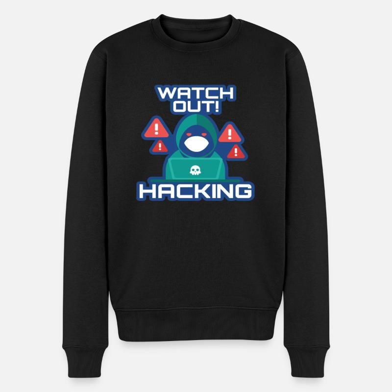Watch Out Hacking Softwareingenieur Developer - Männer Premium Bio Pullover - Schwarz