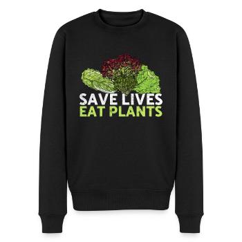 Sauver des vies Manger des plantes Sauvetage d’animaux Droits des animaux - Pull Premium bio Homme - noir - Devant - Nico (187cm)