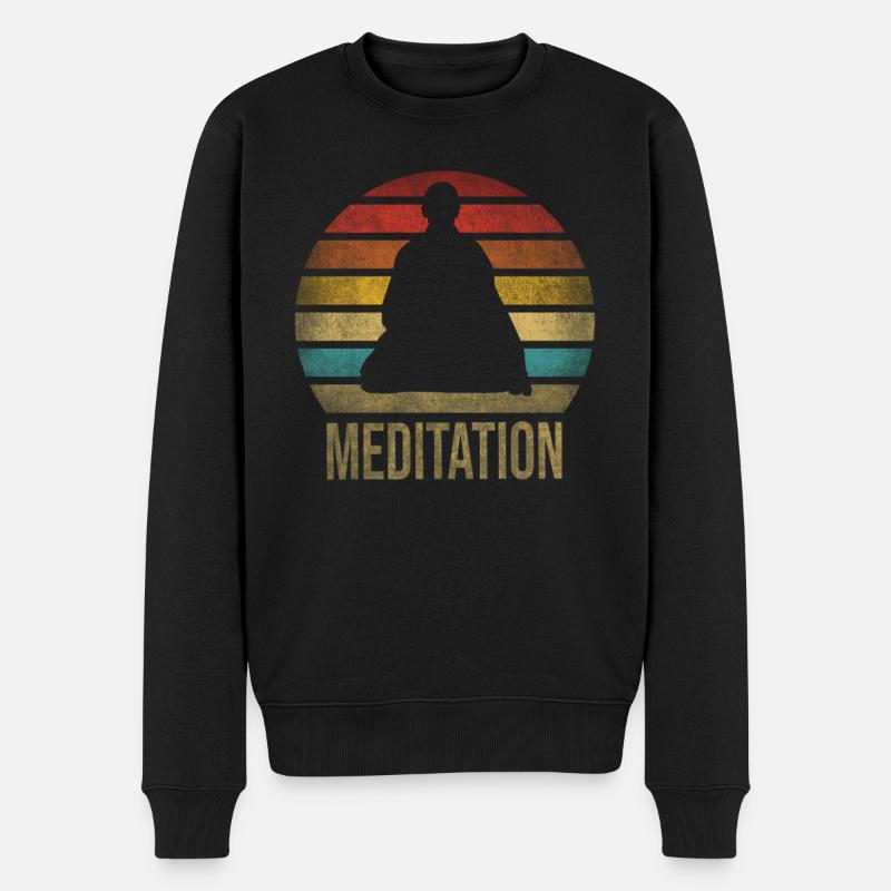 Moine Bouddhiste Moine Bouddhisme Méditation - Pull Premium bio Homme - noir