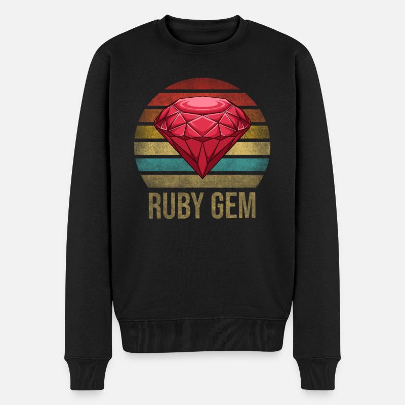 Ruby Gemstone Retro Sunset - Men's Premium Organic Jumper - black
