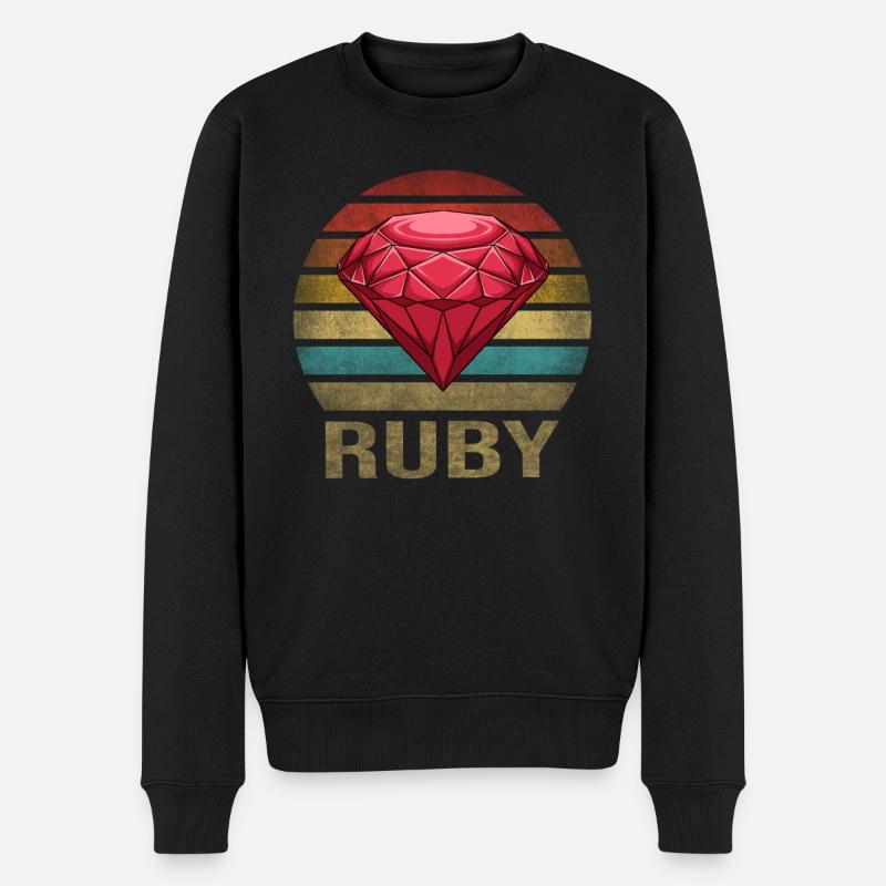 Ruby Gemstone Retro Sunset - Men's Premium Organic Jumper - black