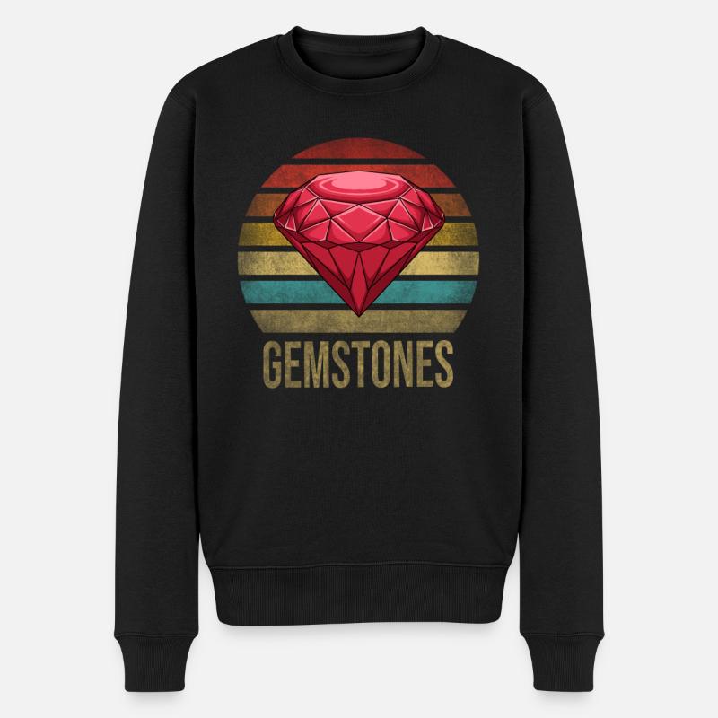 Ruby Gemstone Retro Sunset - Männer Premium Bio Pullover - Schwarz