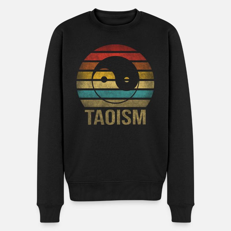 Taosim Yin & Yang Zen Retro Sunset - Männer Premium Bio Pullover - Schwarz