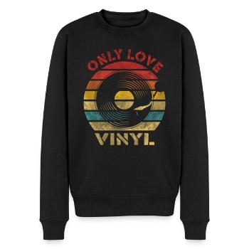 Only Love Vinyl Retro Vintage Music - Männer Premium Bio Pullover - Schwarz - Vorne - Nico (187cm)