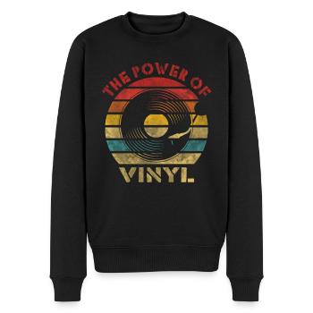 The Power of Vinyl Retro Vintage Music - Men's Premium Organic Jumper - black - Front - Nico (187cm)
