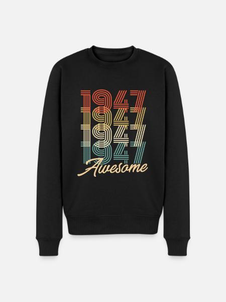 Funny Birthday Awesome 1947 - Men's Premium Organic Jumper - black