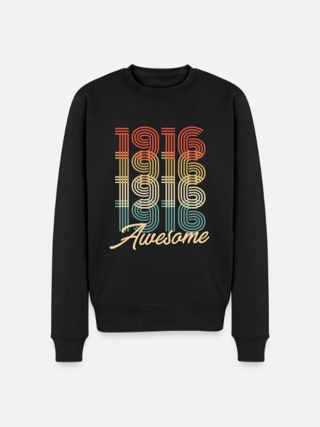 Funny Birthday Awesome 1916 - Men's Premium Organic Jumper - black