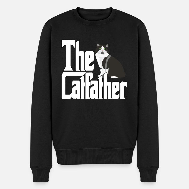 Cat Dad The Catfather Crazy Cat Father Kitty Daddy - Männer Premium Bio Pullover - Schwarz
