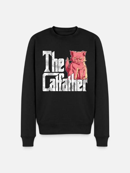 Kattefar Catfather Crazy Cat Far Kitty Daddy - Økologisk premium-sweatshirt til mænd - sort