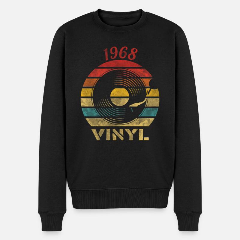 1968 Vinyl Retro Vintage Music - Männer Premium Bio Pullover - Schwarz