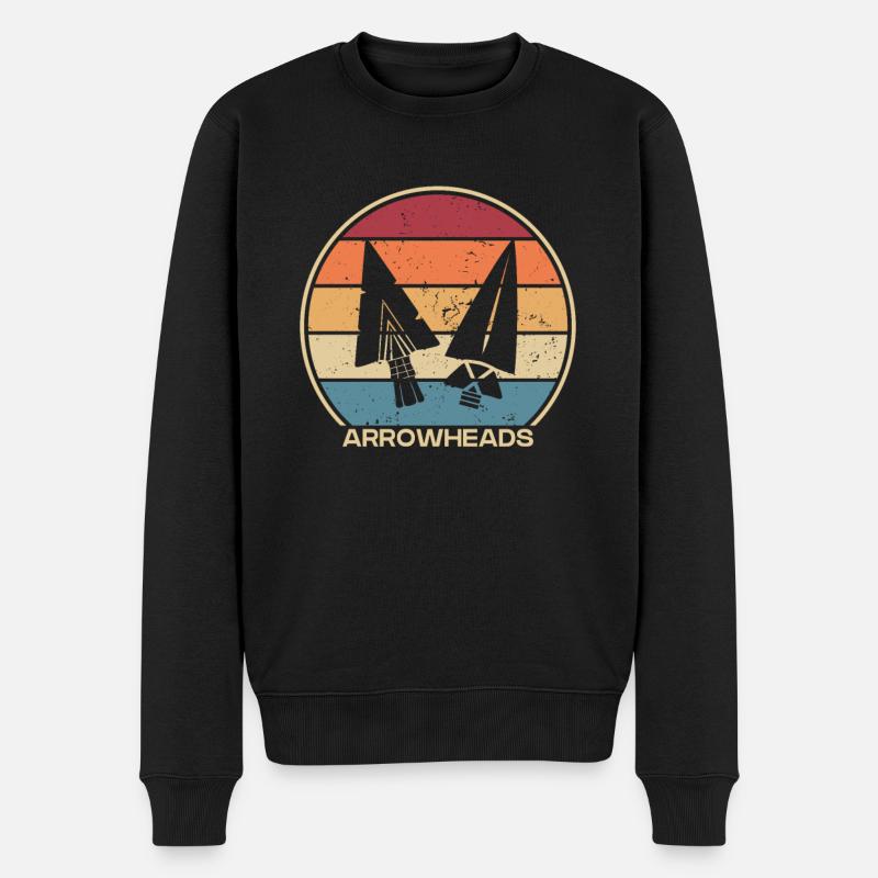 Retro Jagdspitzen Arrowhead Hunter Pfeilspitzen - Männer Premium Bio Pullover - Schwarz