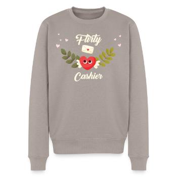 Caissier coquin - Pull Premium bio Homme - taupe - Devant - Nico (187cm)