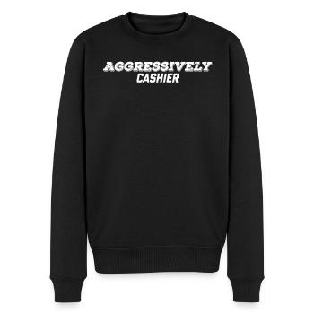 aggressively cashier - Men's Premium Organic Jumper - black - Front - Nico (187cm)