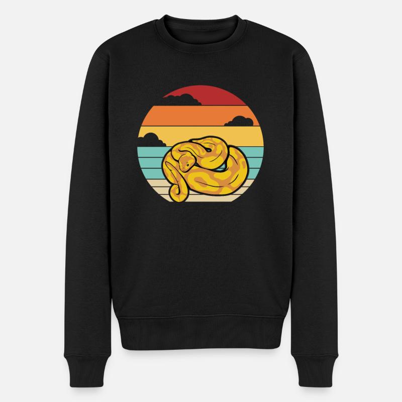 Retro Schlange Schuppenkriechtiere Python Banana - Männer Premium Bio Pullover - Schwarz