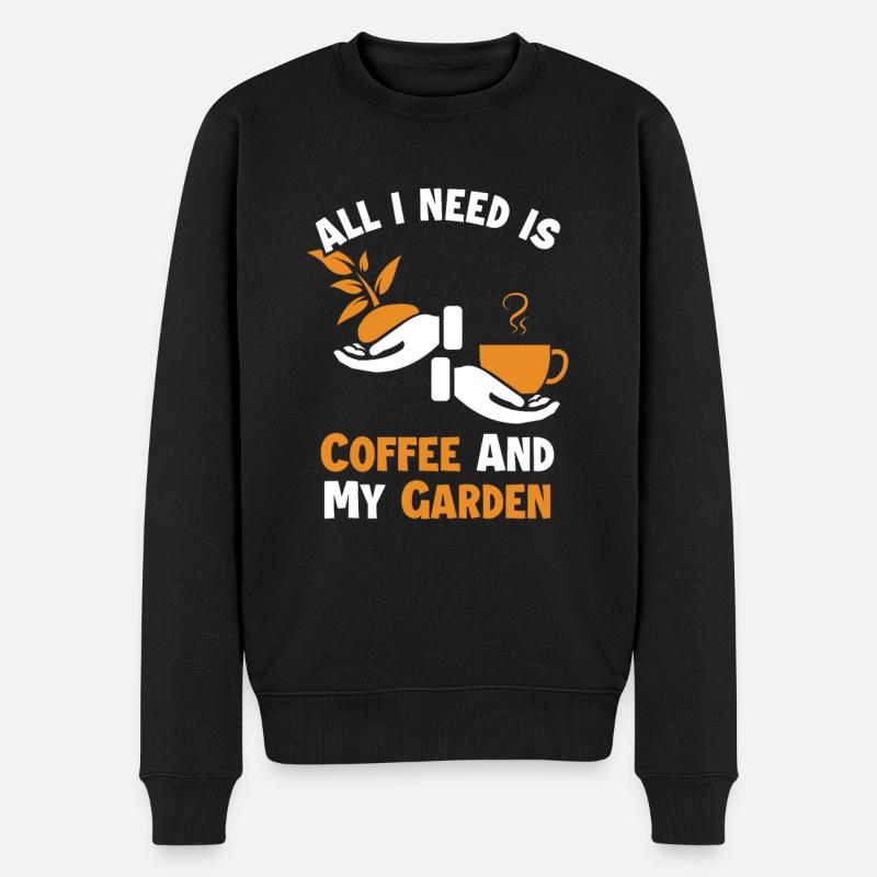 Coffee and my Garden Schrebergarten Kleingarten - Männer Premium Bio Pullover - Schwarz