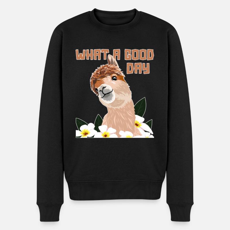 What A Good Day Pako Huacaya Lama Alpakazüchter - Männer Premium Bio Pullover - Schwarz