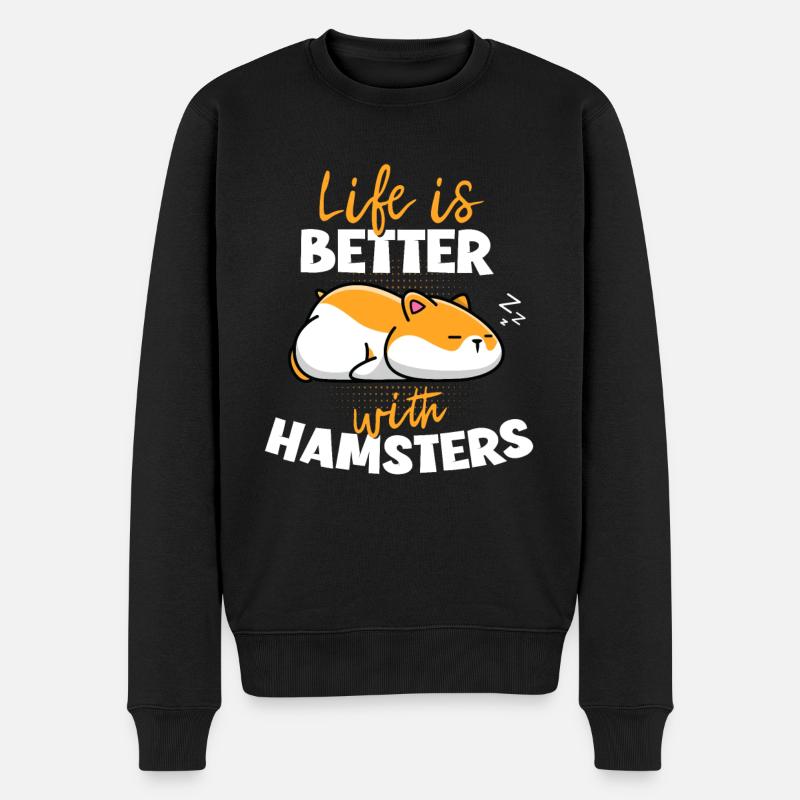 Life is Better with a Hamster Goldhamster Züchter - Männer Premium Bio Pullover - Schwarz