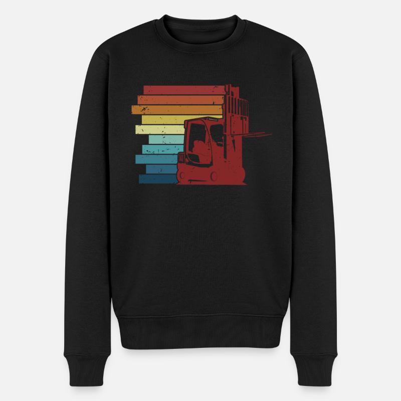 Retro Geländestapler Teleskoplader Gabelstapler - Männer Premium Bio Pullover - Schwarz