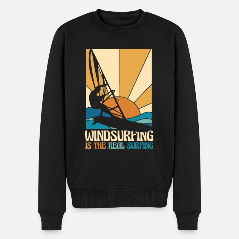 Windsurfing Is The Real Surfing Wassersport - Männer Premium Bio Pullover - Schwarz
